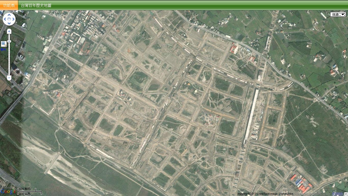 2003年Google衛星影像顯示竹北高鐵特定區施工時的地貌