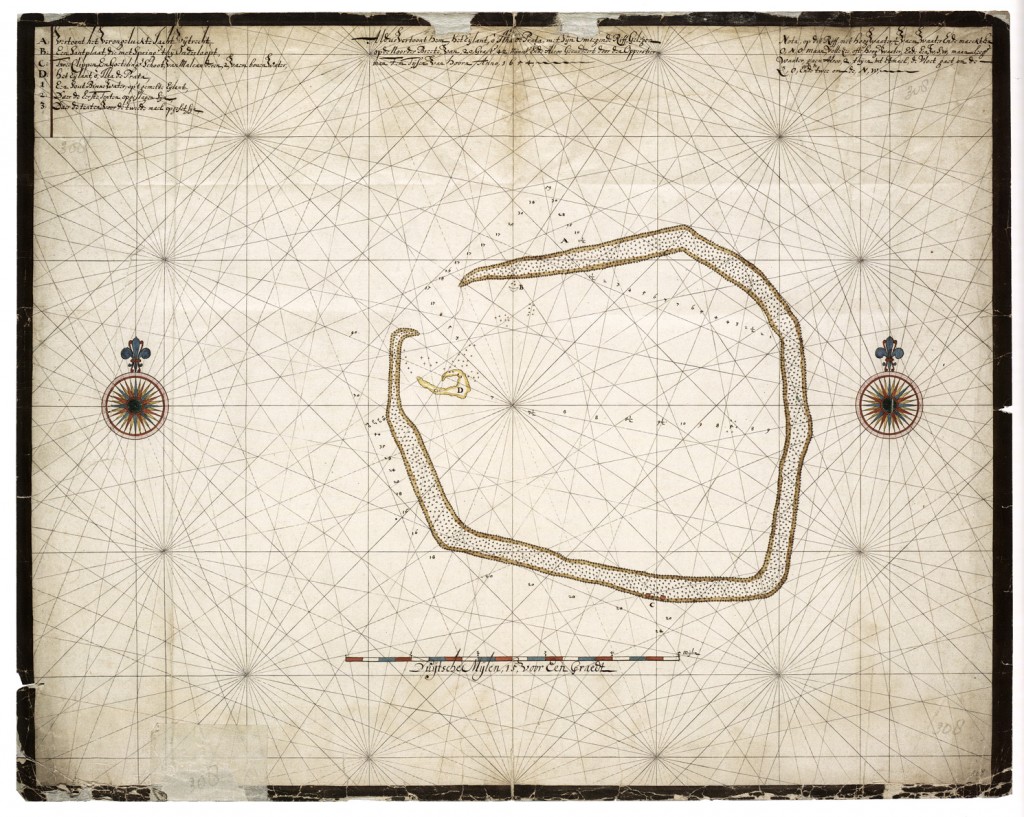 1654年荷蘭人繪製東沙環礁