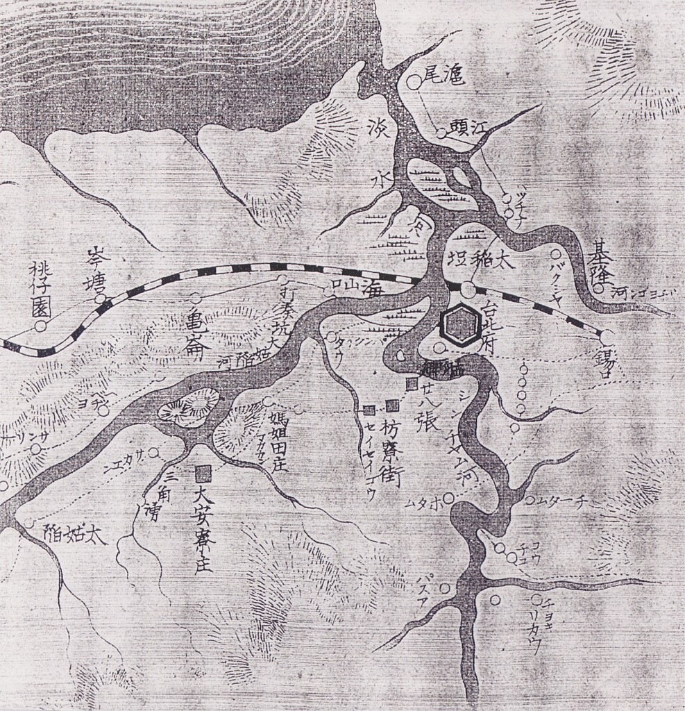 光緒21年(1895)臺北淡水河流域與鐵道線路圖